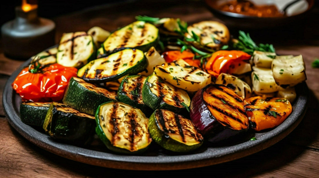 Warm roasted vegetables with lemon, garlic and olive oil